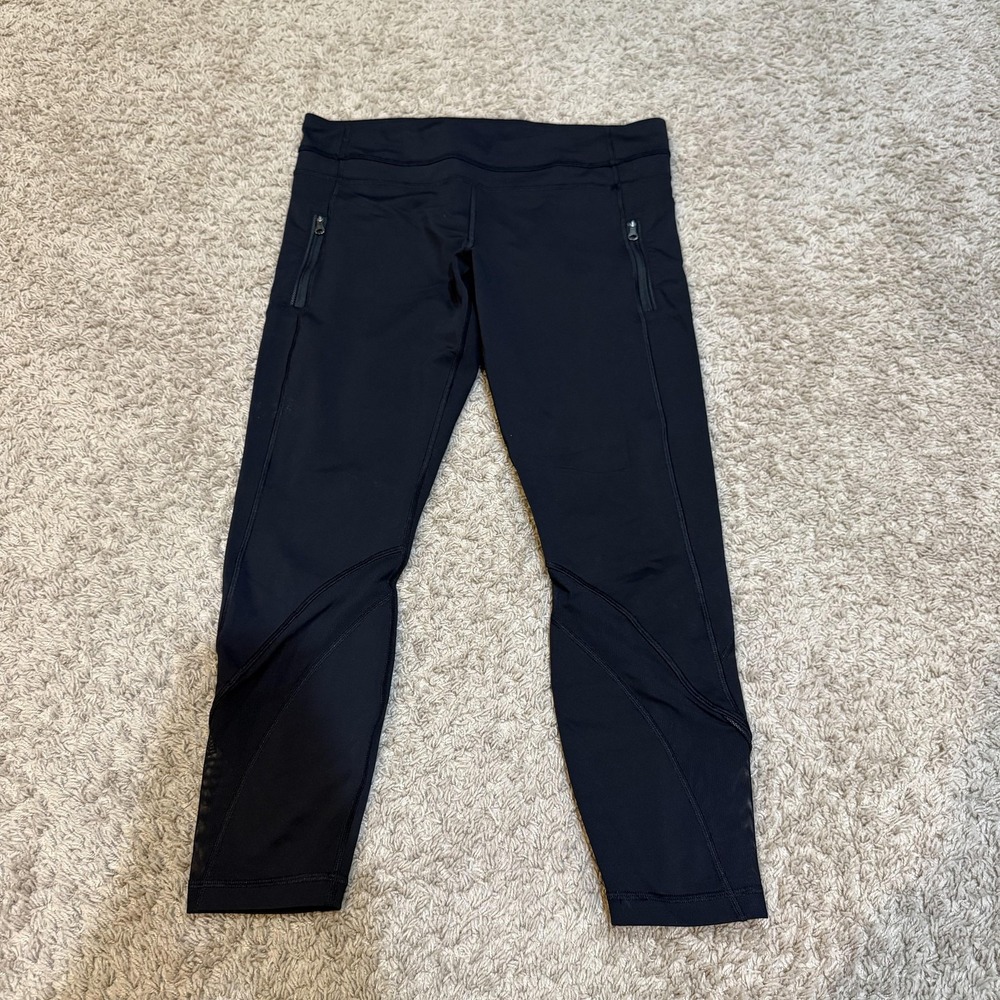 lululemon athletica Black Cropped Leggings with Zip Pockets